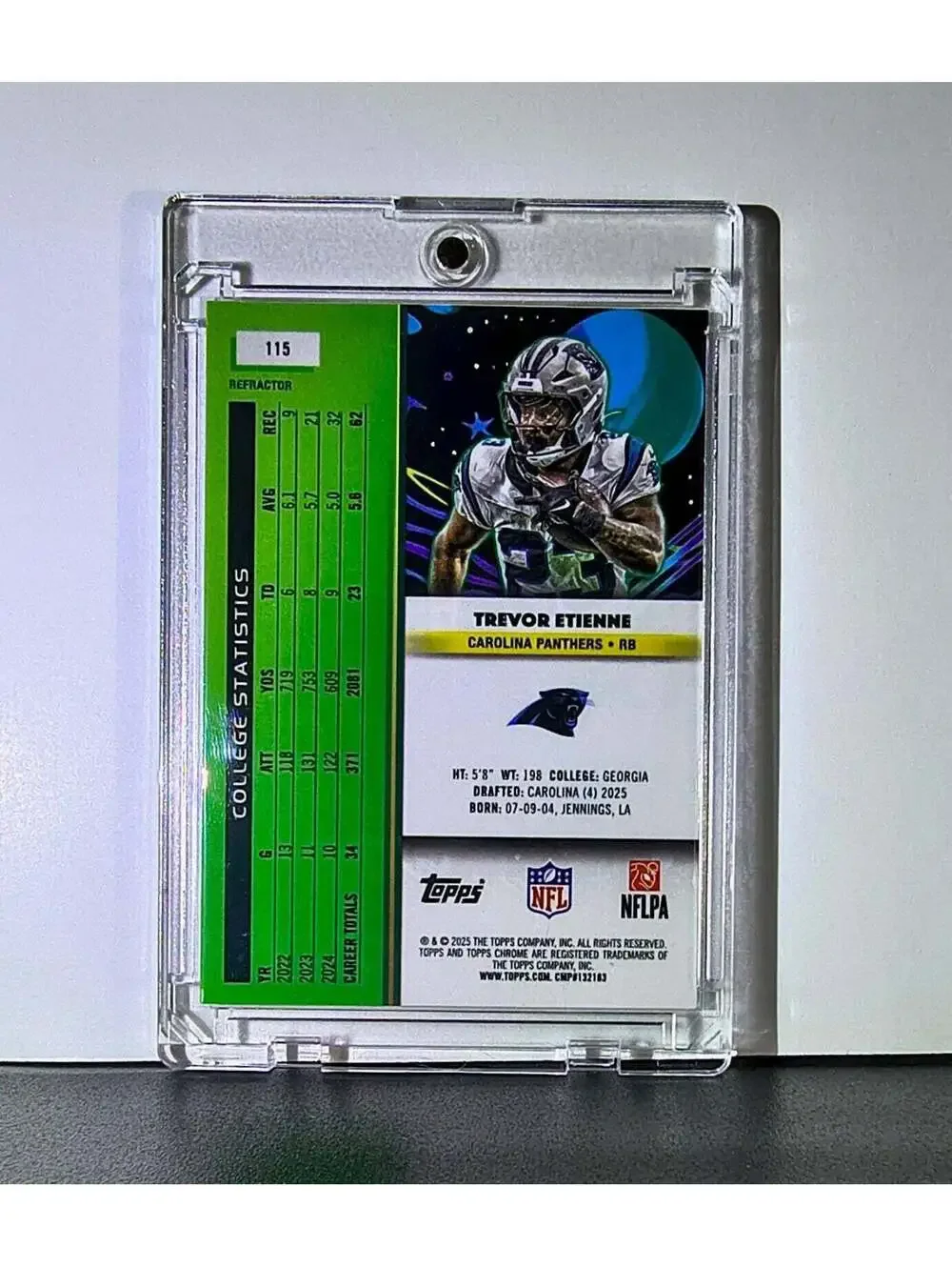 Trevor Etienne 2025 Topps Chrome Cosmic Refractor NFL #115 Carolina Panthers